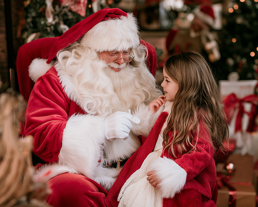 Santa talking to little girl
